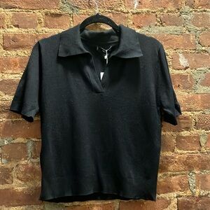 Mango Black Pullover a Collar Sz L.